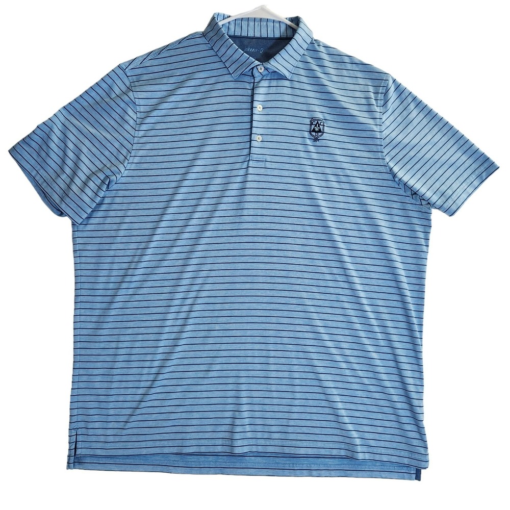 Johnnie O Polo Shirt Men's 2XL Blue Stripe Performance Detroit Country Club Golf - Picture 1 of 12
